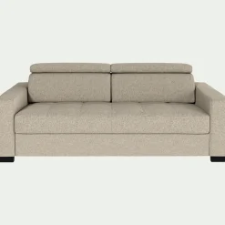 Canapé 3 places convertible en pop avec accoudoirs 20cm - beige