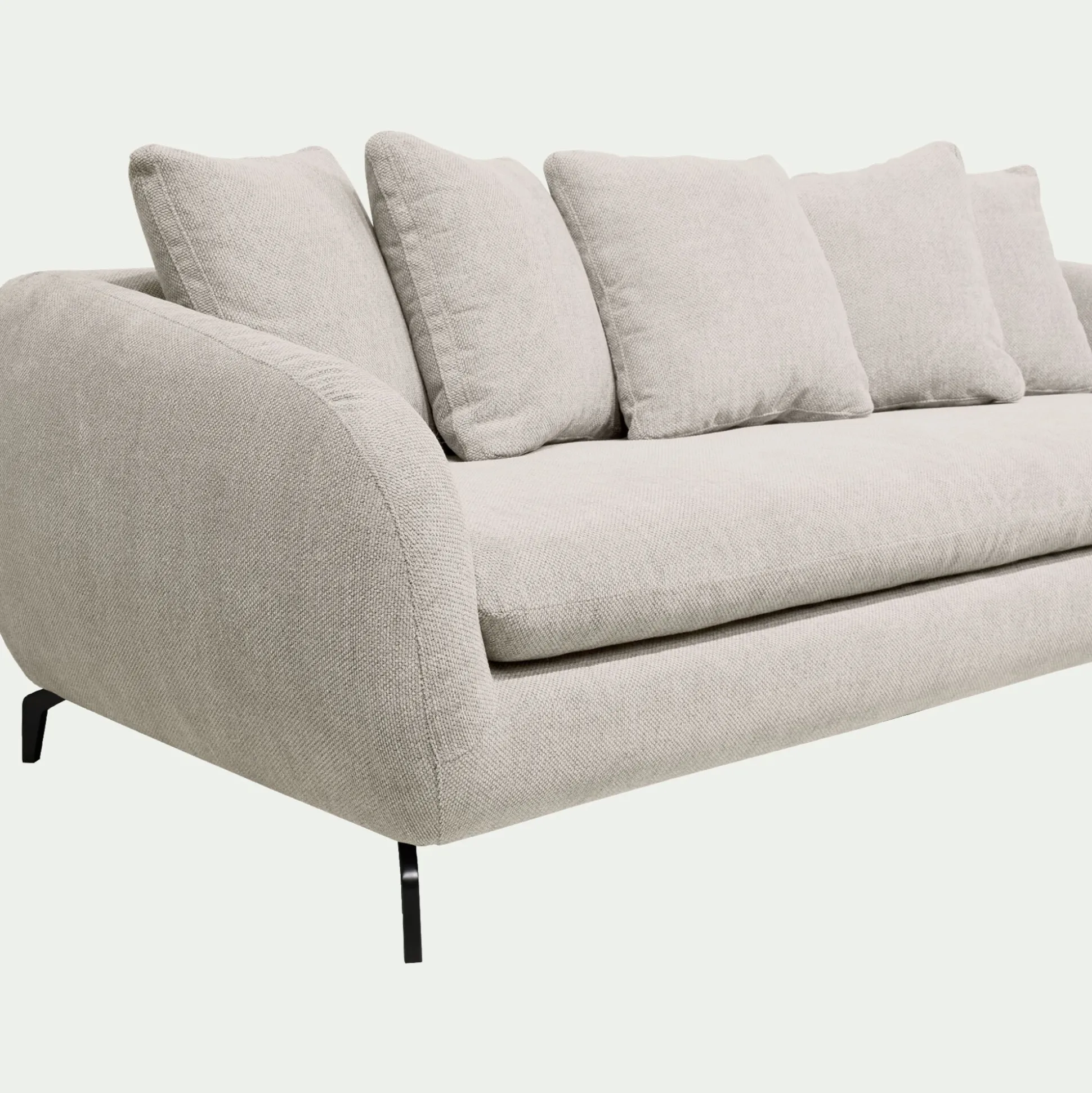 Canapé 4 places convertible en tissu tramé piétement noir - beige roucas