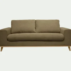 Canapé 3 places convertible en tissu crown - vert cèdre