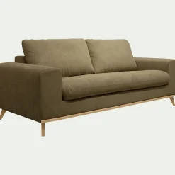 Canapé 3 places convertible en tissu crown - vert cèdre