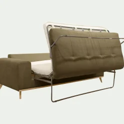 Canapé 3 places convertible en tissu crown - vert cèdre