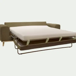 Canapé 3 places convertible en tissu crown - vert cèdre