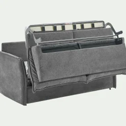 Canapé 3 places convertible en tissu avec matelas densité 25kg/m3 - gris restanque