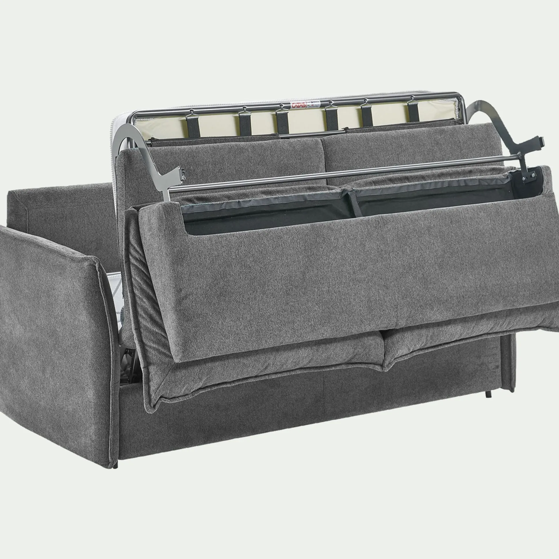 Canapé 3 places convertible en tissu avec matelas densité 25kg/m3 - gris restanque
