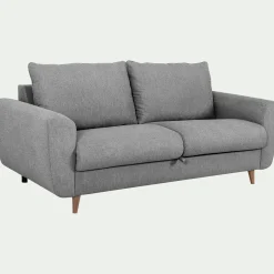 Canapé 3 places convertible en tissu - gris moyen