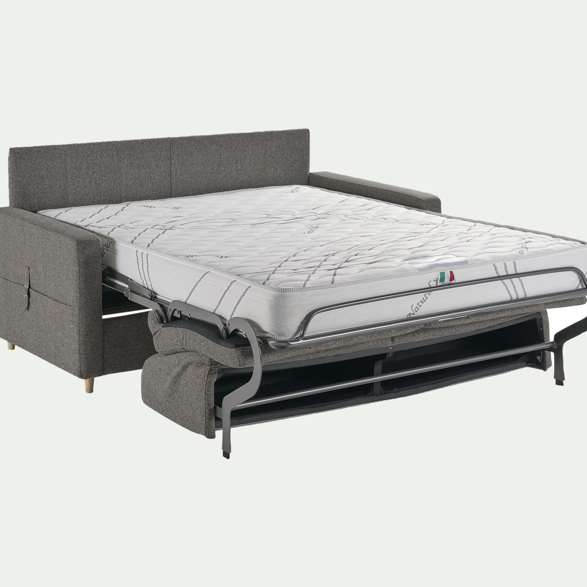 Canapé 3 places convertible en tissu matelas densité 25kg/m3 - gris anthracite