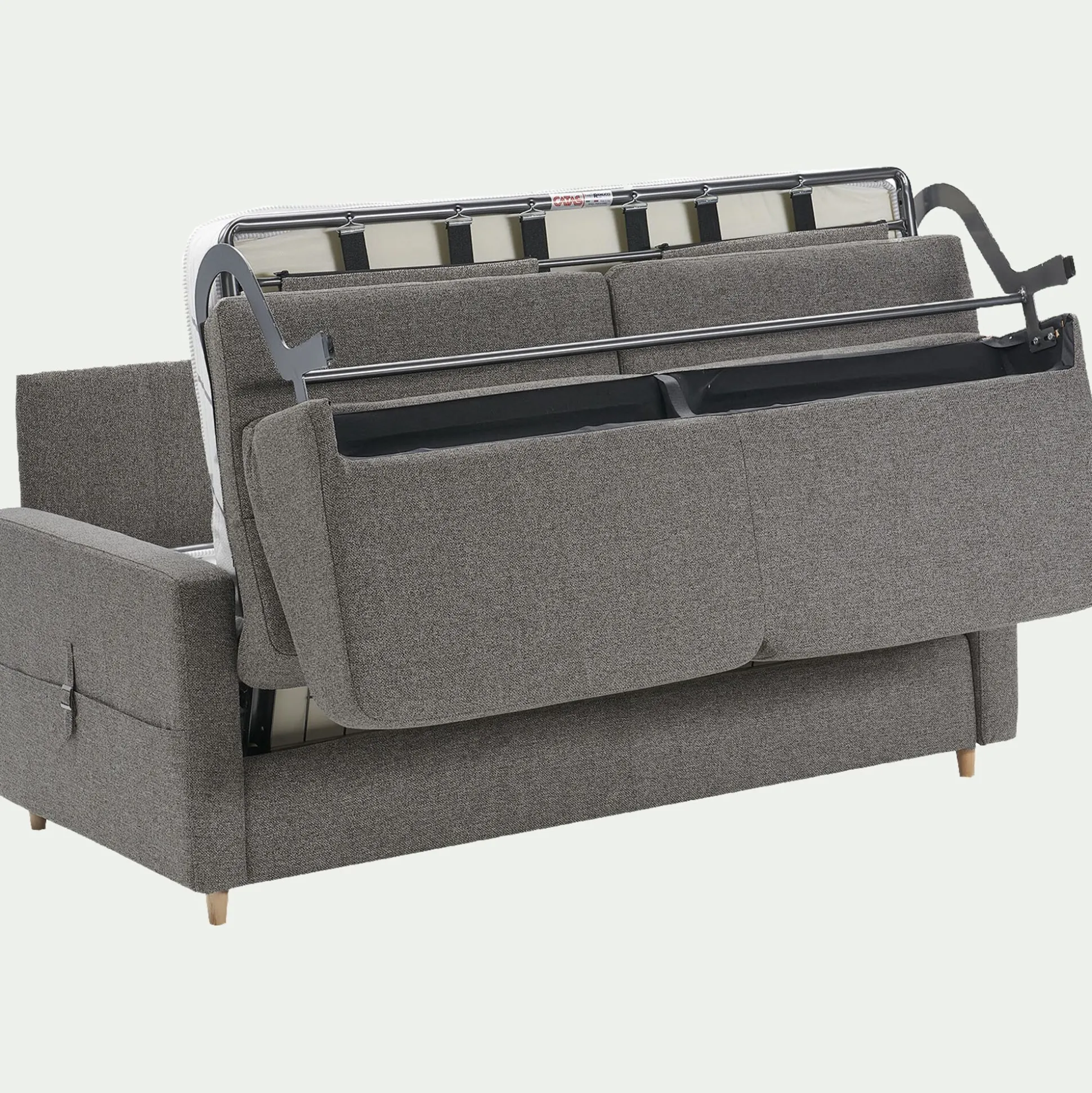 Canapé 3 places convertible en tissu matelas densité 25kg/m3 - gris anthracite