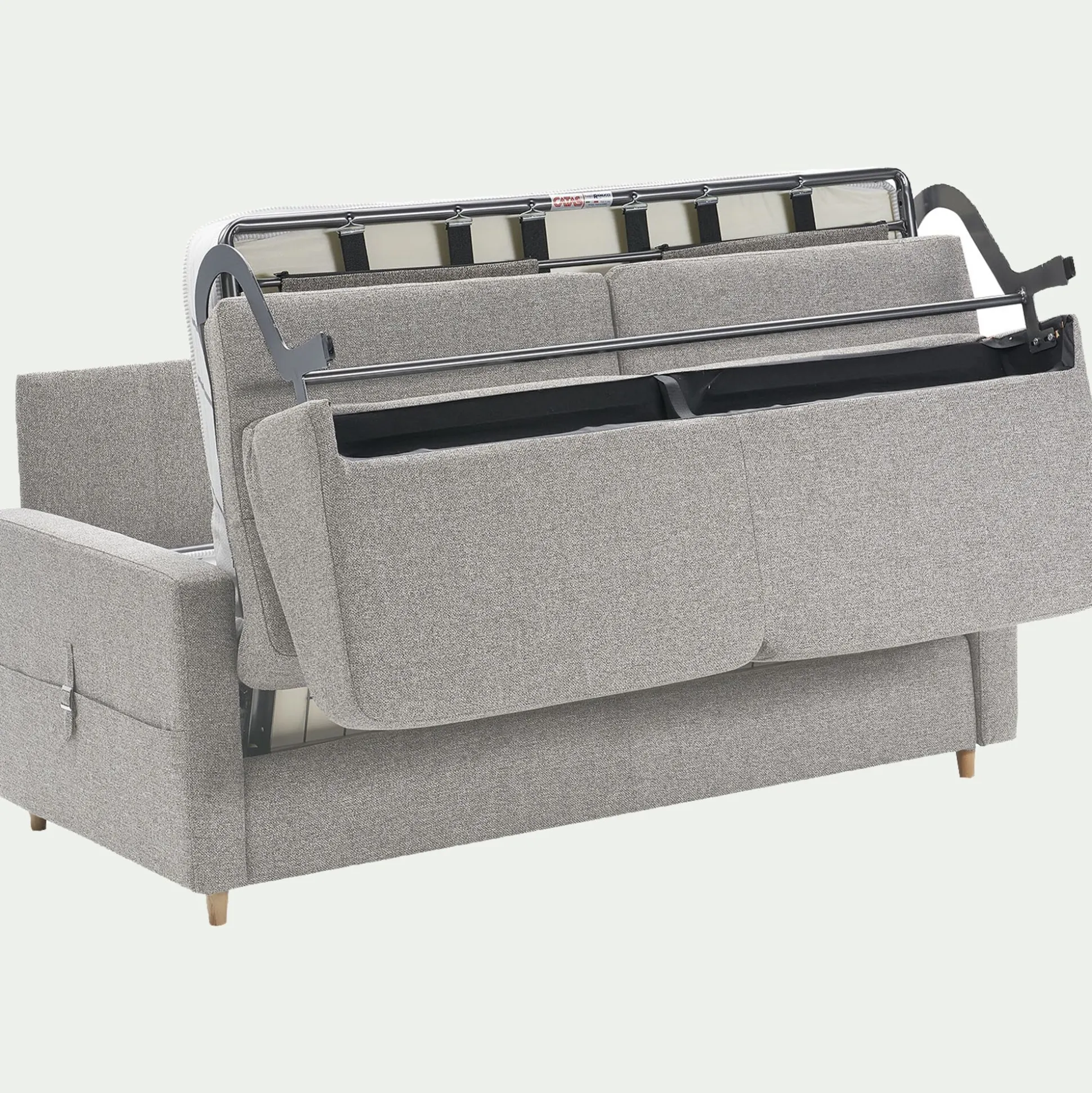 Canapé 3 places convertible en tissu matelas densité 25kg/m3 - gris borie