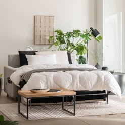 Canapé 3 places convertible en tissu matelas densité 25kg/m3 - gris borie