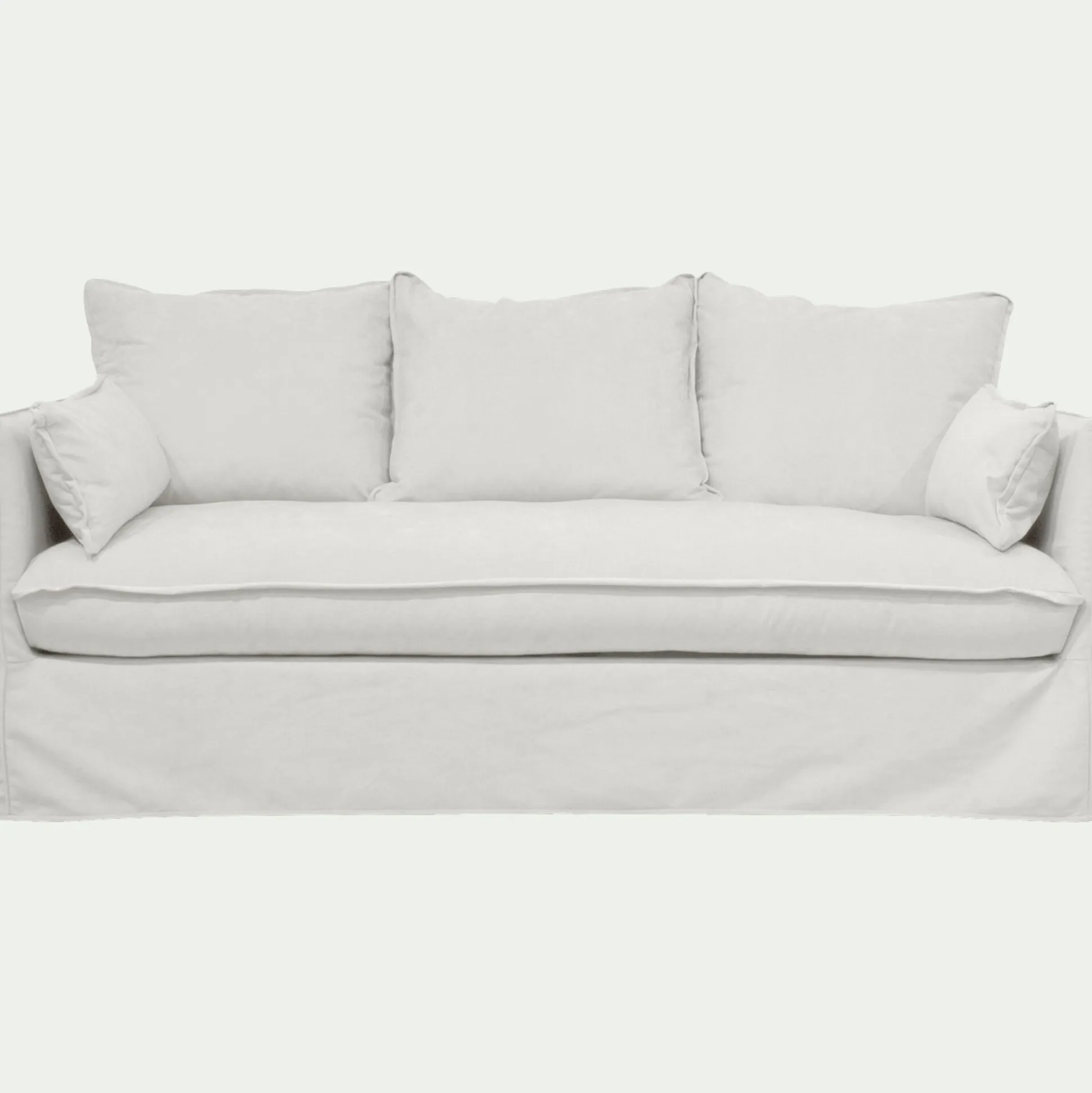 Canapé 3 places convertible en tissu wind - blanc écru
