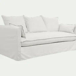 Canapé 3 places convertible en tissu wind - blanc écru