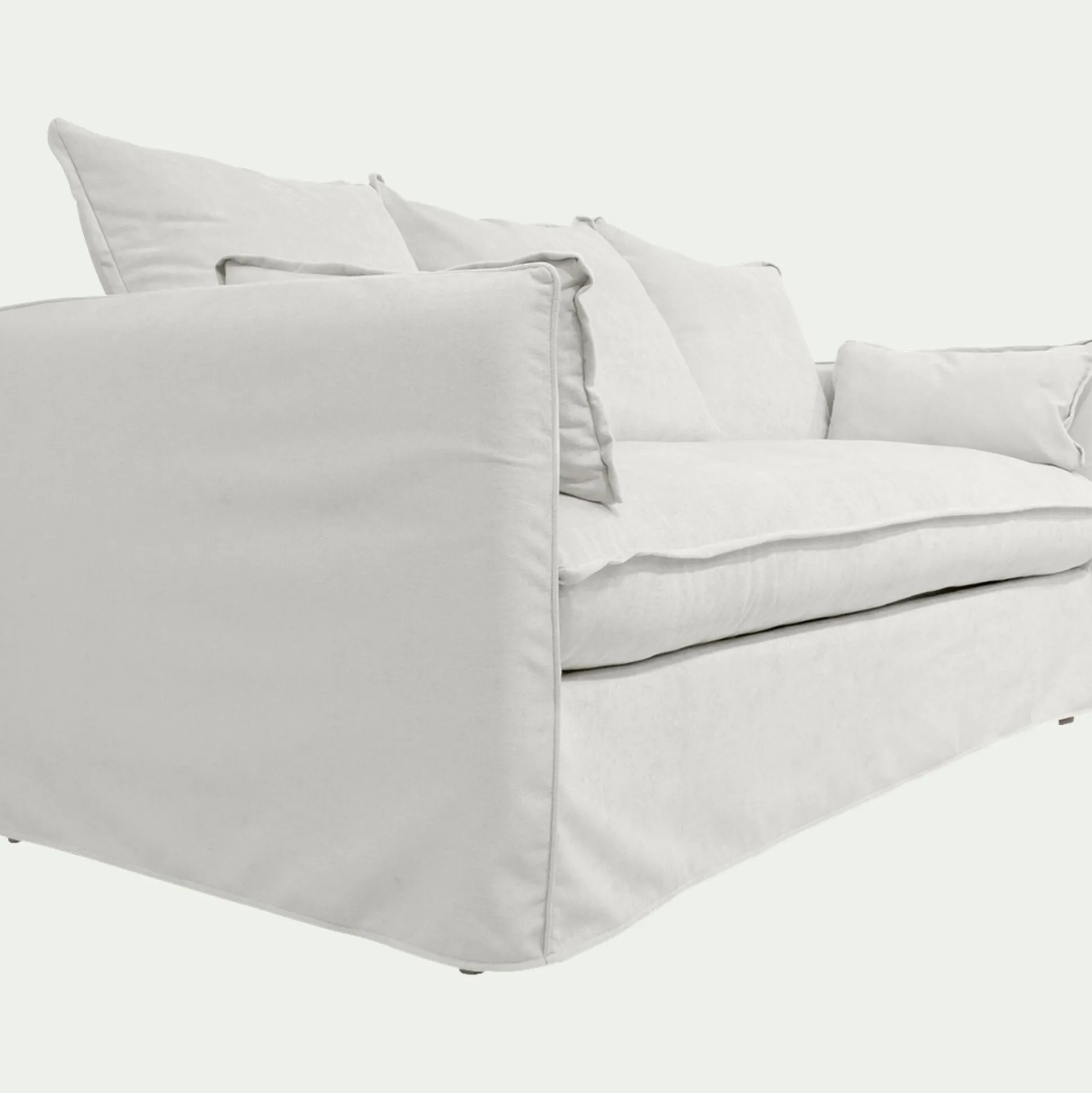Canapé 3 places convertible en tissu wind - blanc écru