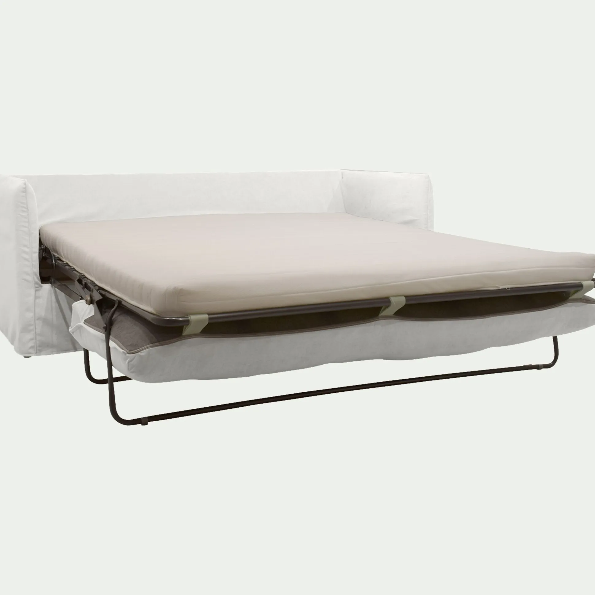 Canapé 3 places convertible en tissu wind - blanc écru