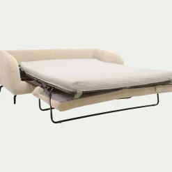 Canapé 3 places convertible en tissu - blanc écru