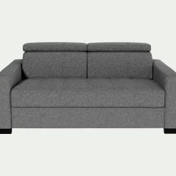 Canapé 2 places convertible en tissus pop avec accoudoirs 15cm - gris moyen