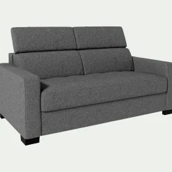 Canapé 2 places convertible en tissus pop avec accoudoirs 15cm - gris moyen