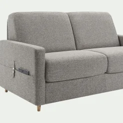 Canapé 3 places convertible en tissu matelas densité 35kg/m3 - gris