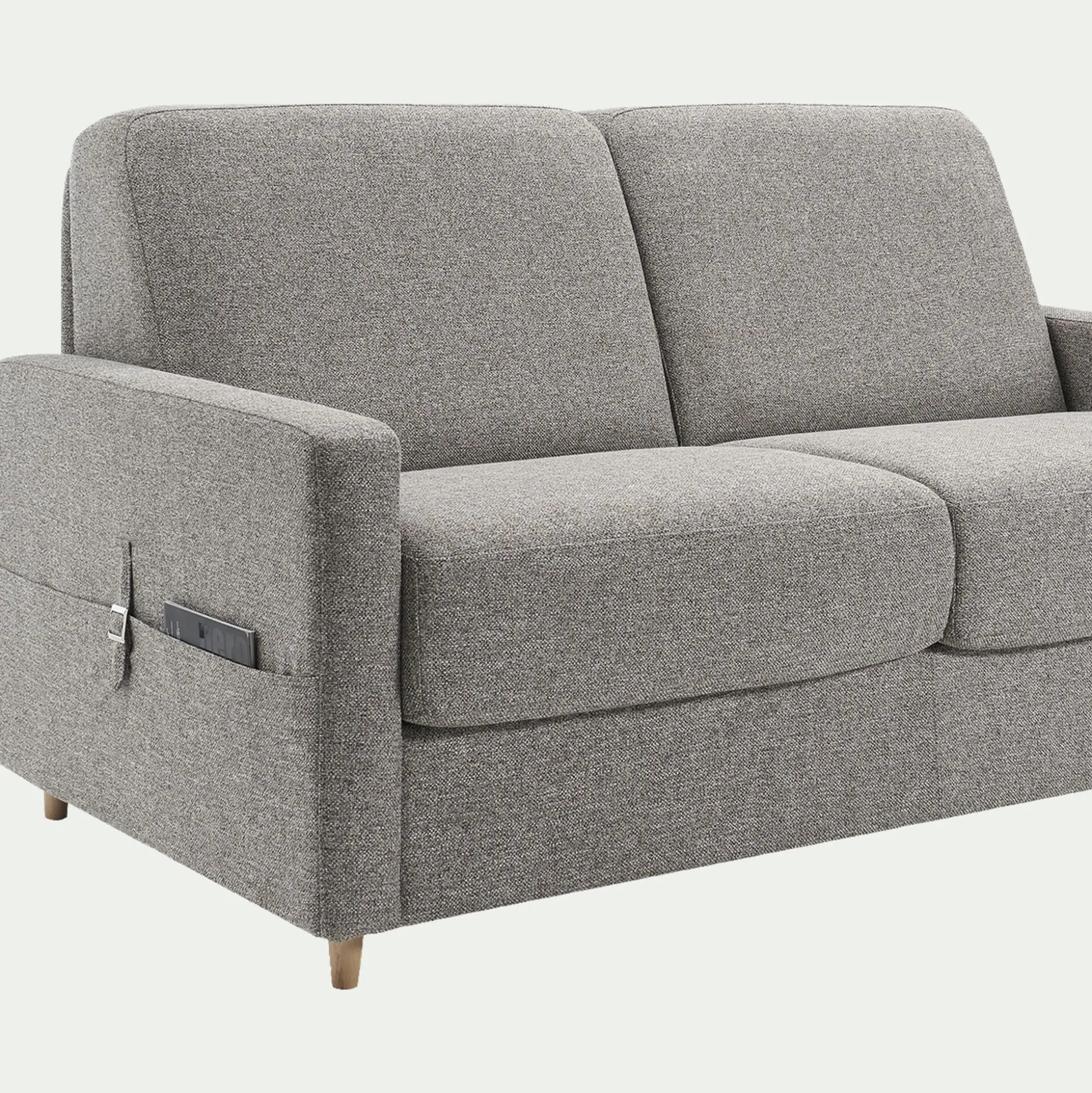 Canapé 3 places convertible en tissu matelas densité 35kg/m3 - gris