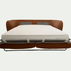 Canapé 3 places convertible en tissu Nature - brun rustrel