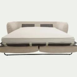 Canapé 3 places convertible en tissu Nature - blanc écru