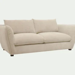 Canapé 3 places convertible en tissu Nature - blanc écru