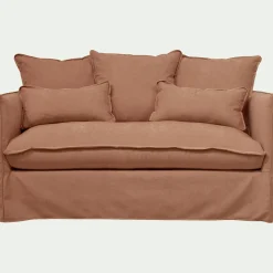 Canapé 2 places convertible en tissu wind - terracotta