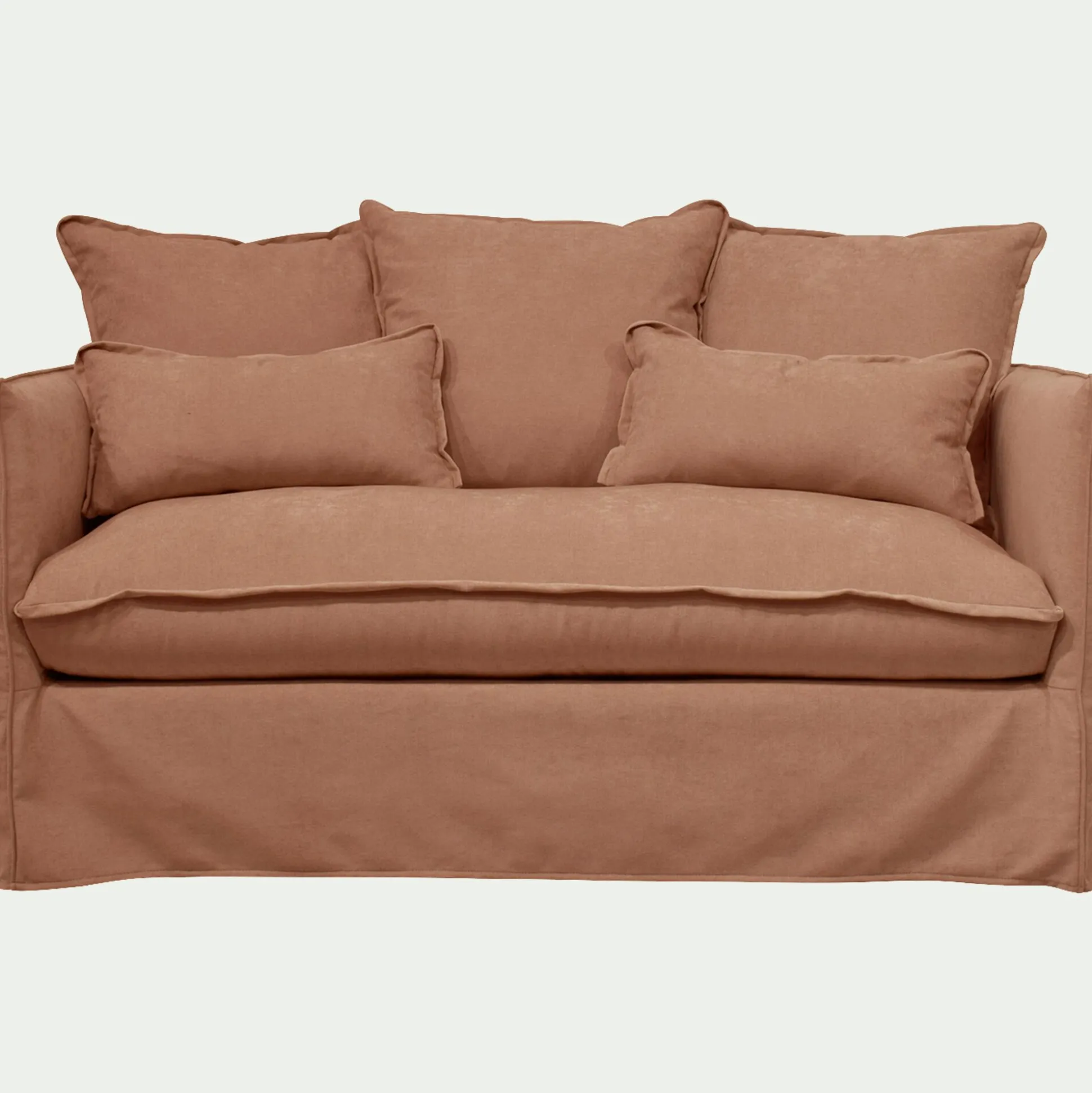 Canapé 2 places convertible en tissu wind - terracotta