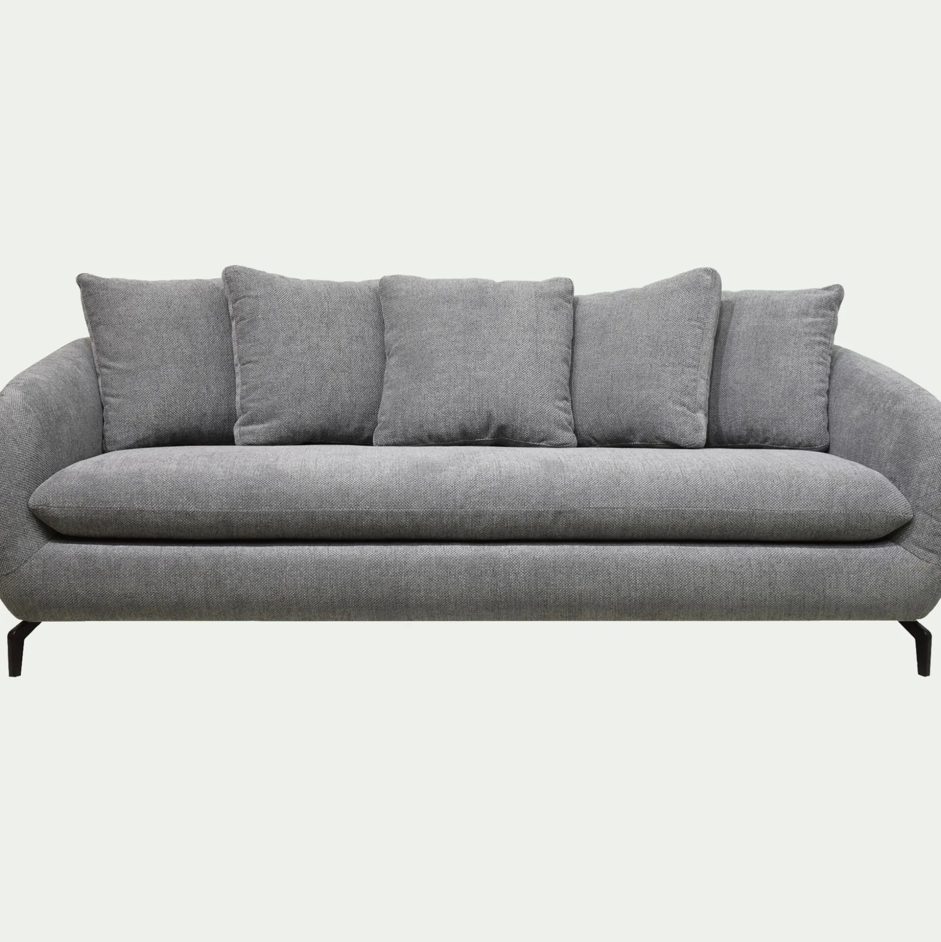 Canapé 4 places convertible en tissu tramé piétement noir - gris ardoise