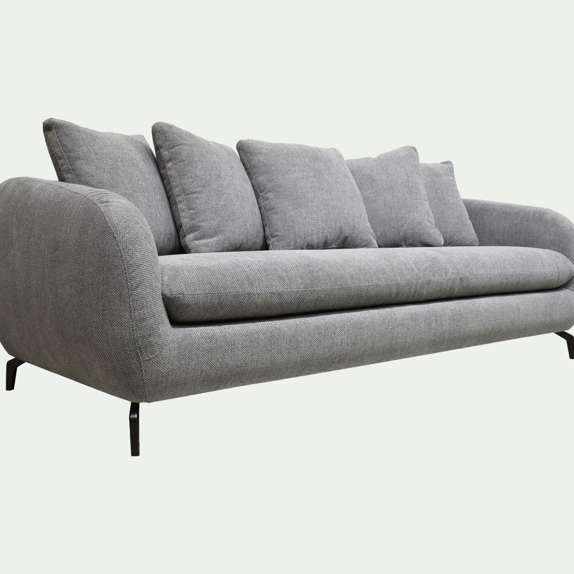 Canapé 4 places convertible en tissu tramé piétement noir - gris ardoise