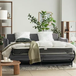 Canapé 4 places convertible en tissu Sogno avec matelas densité 35kg/m3 - gris borie