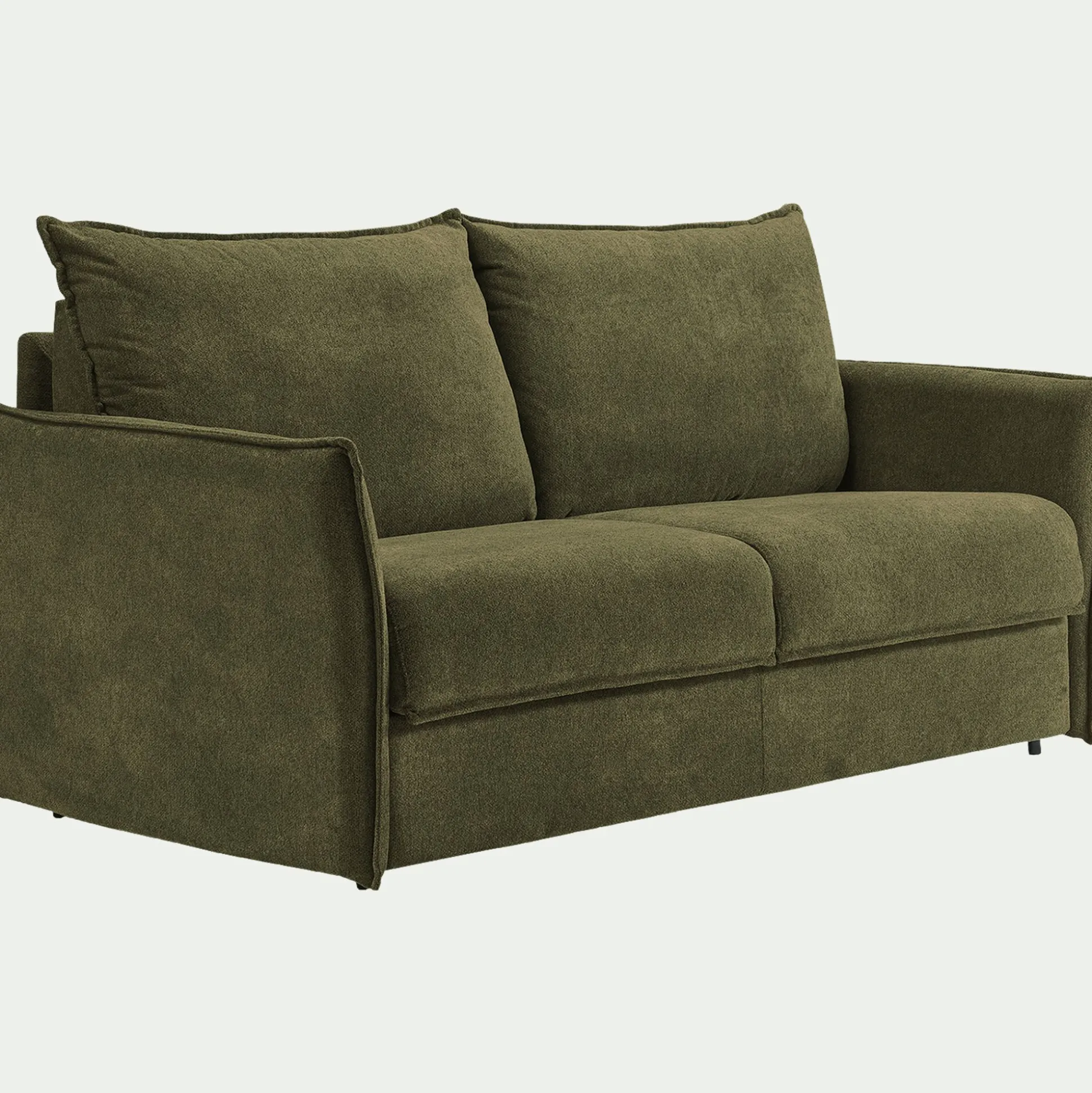 Canapé 3 places convertible en tissu avec matelas densité 25kg/m3 - vert cèdre