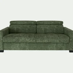 Canapé 3 places convertible en tissu genesis avec accoudoirs 15cm - vert cèdre