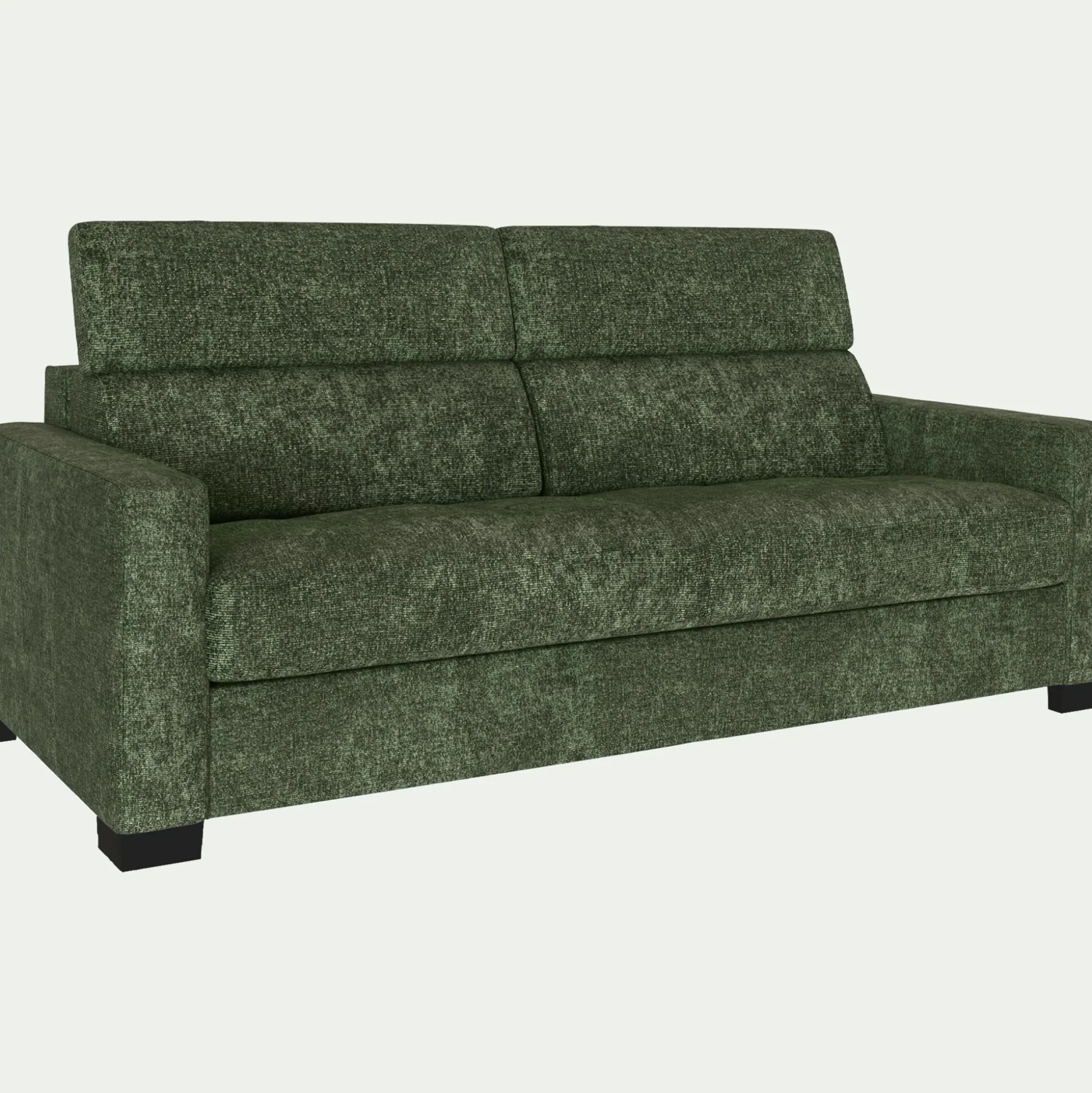Canapé 3 places convertible en tissu genesis avec accoudoirs 15cm - vert cèdre