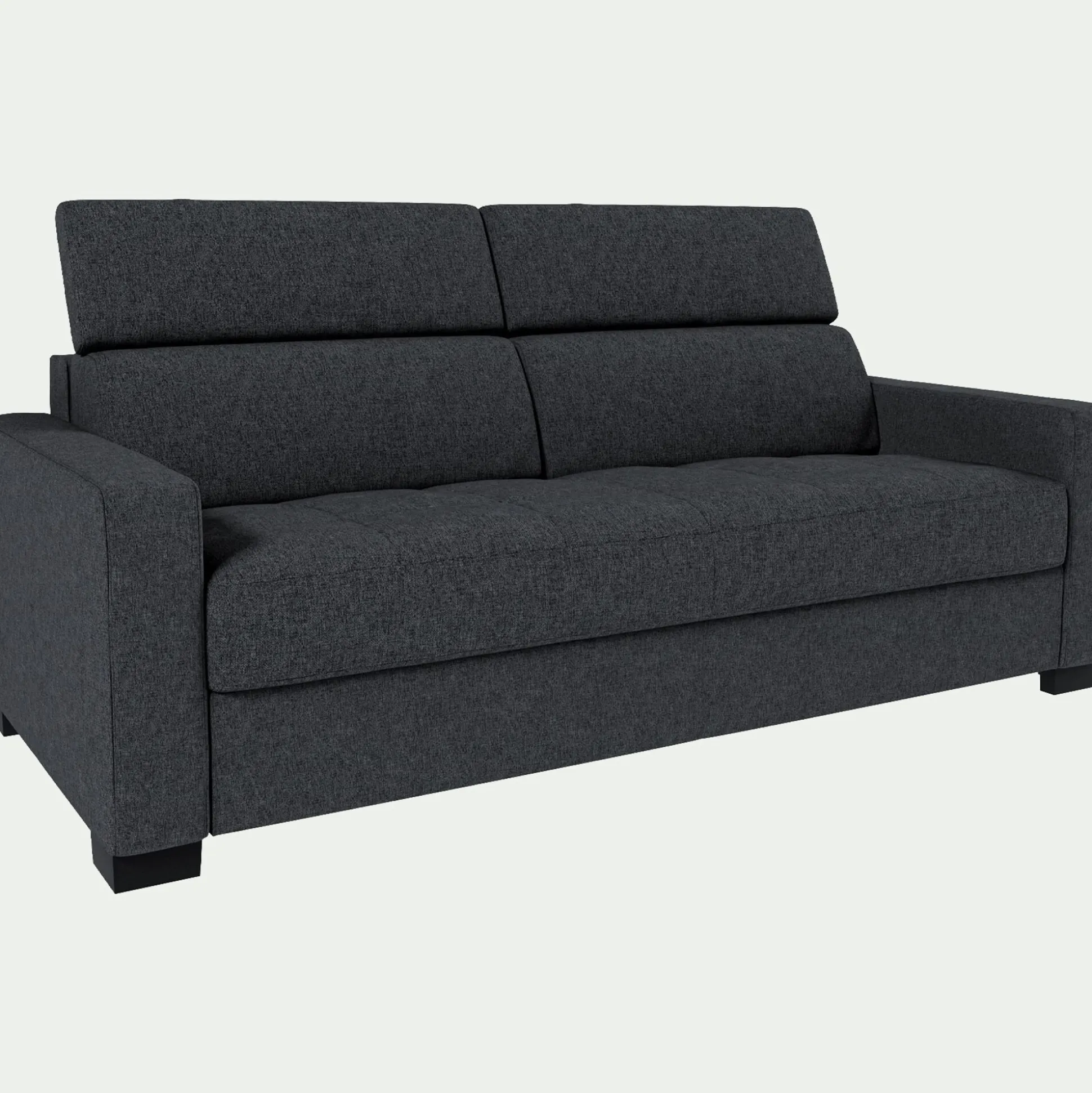 Canapé 3 places convertible en tissus pop avec accoudoirs 15cm - gris anthracite