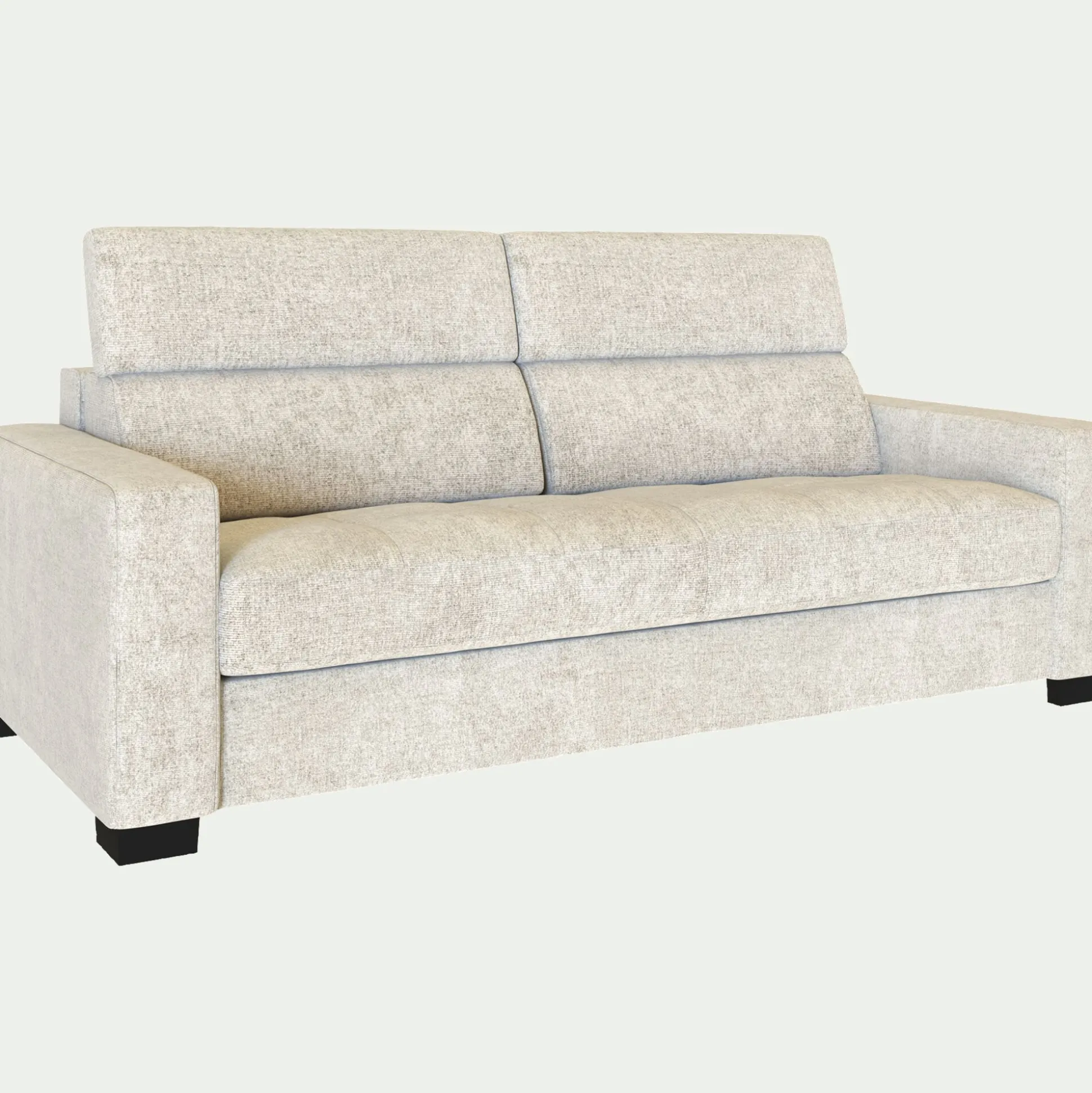Canapé 3 places convertible en tissu genesis avec accoudoirs 20cm - blanc ventoux