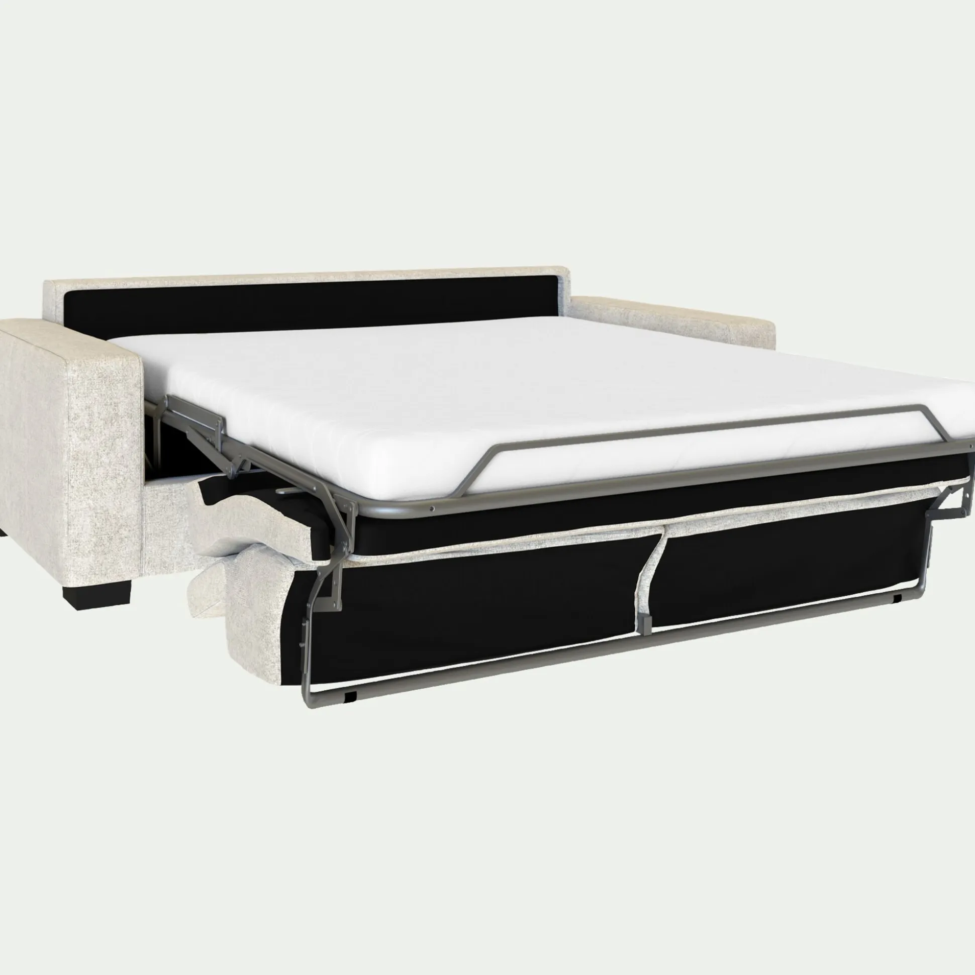 Canapé 3 places convertible en tissu genesis avec accoudoirs 20cm - blanc ventoux