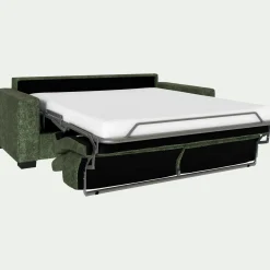 Canapé 3 places convertible en tissu genesis avec accoudoirs 20cm - vert cèdre