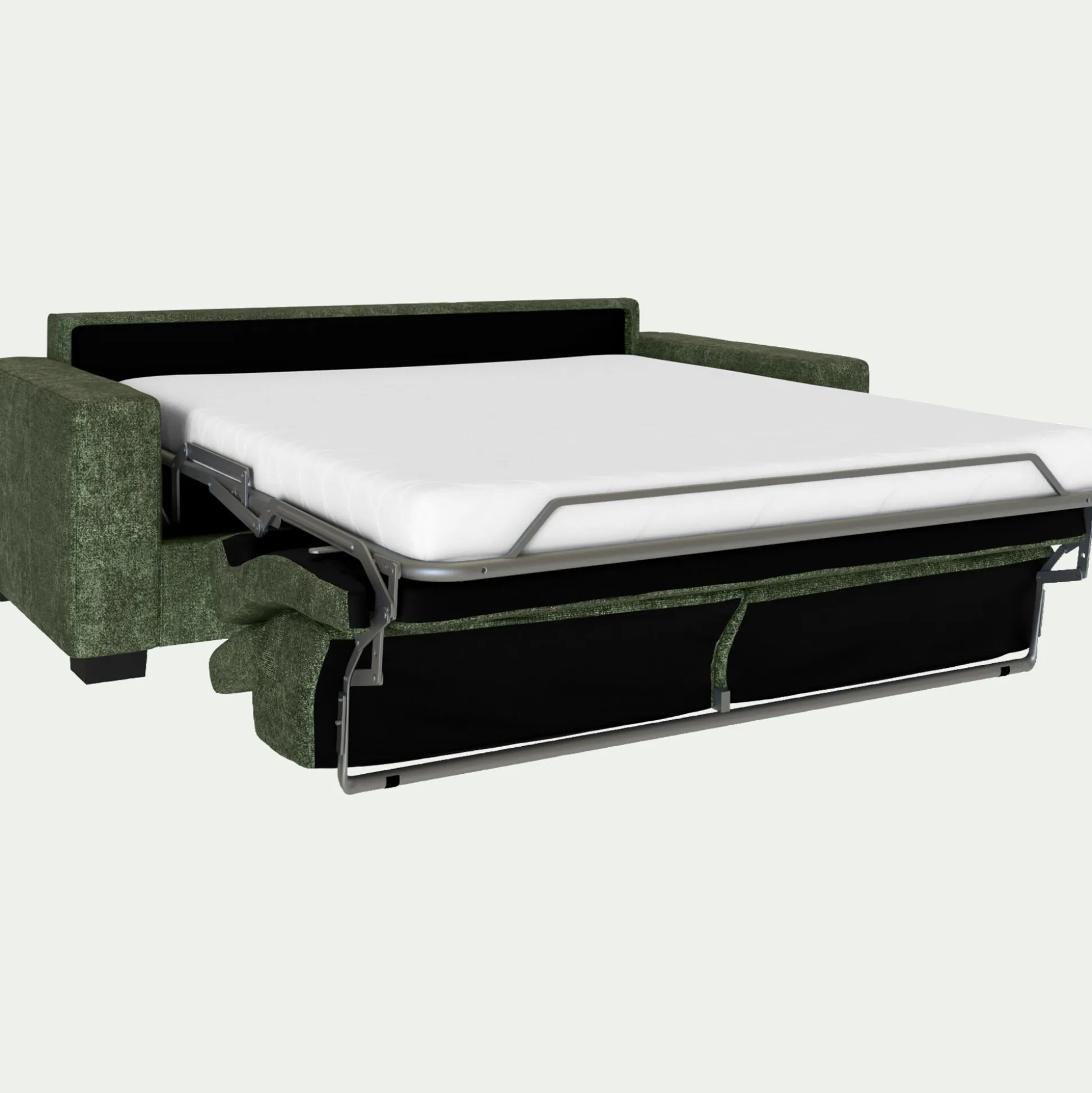 Canapé 3 places convertible en tissu genesis avec accoudoirs 20cm - vert cèdre
