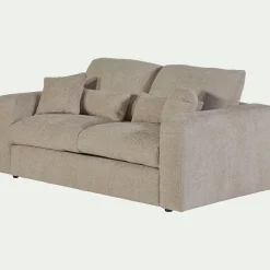 Canapé 3 places convertible en tissu chenille benjo - beige roucas