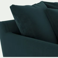 Canapé 3 places convertible en tissu velvet - bleu foncé