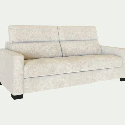 Canapé 3 places convertible en tissu genesis avec accoudoirs 15cm - blanc ventoux