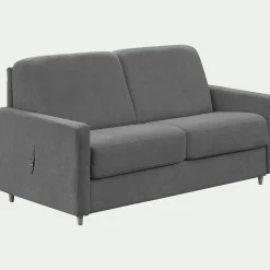 Canapé 3 places convertible en tissu Stella densité 25kg/m3 - gris restanque