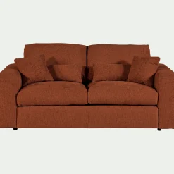 Canapé 3 places convertible en tissu chenille benjo - brun rustrel