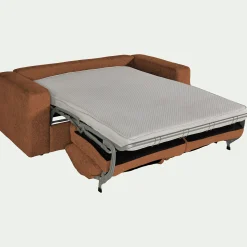 Canapé 3 places convertible en tissu chenille benjo - brun rustrel