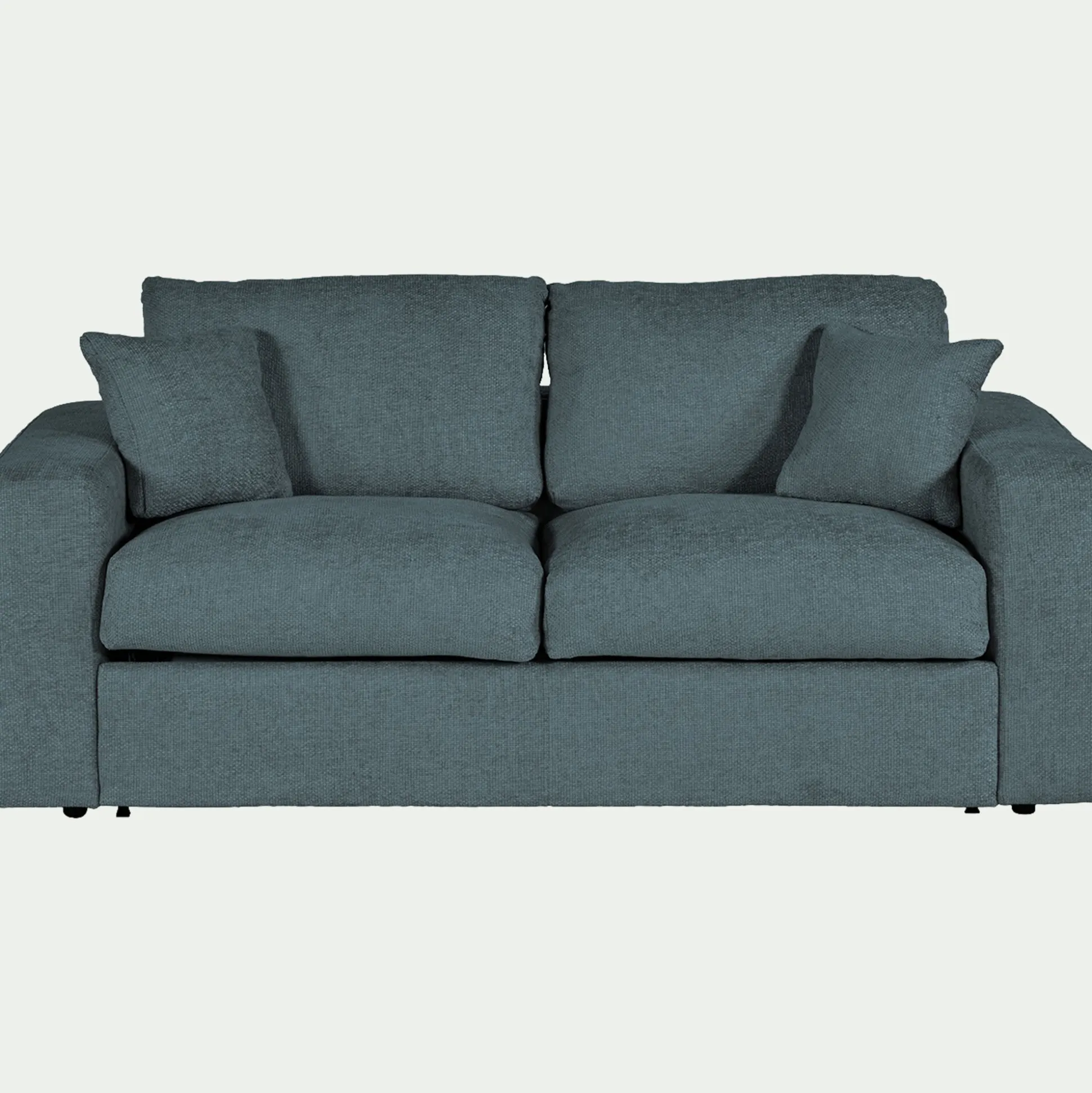 Canapé 3 places convertible en tissu chenille benjo - bleu calaluna