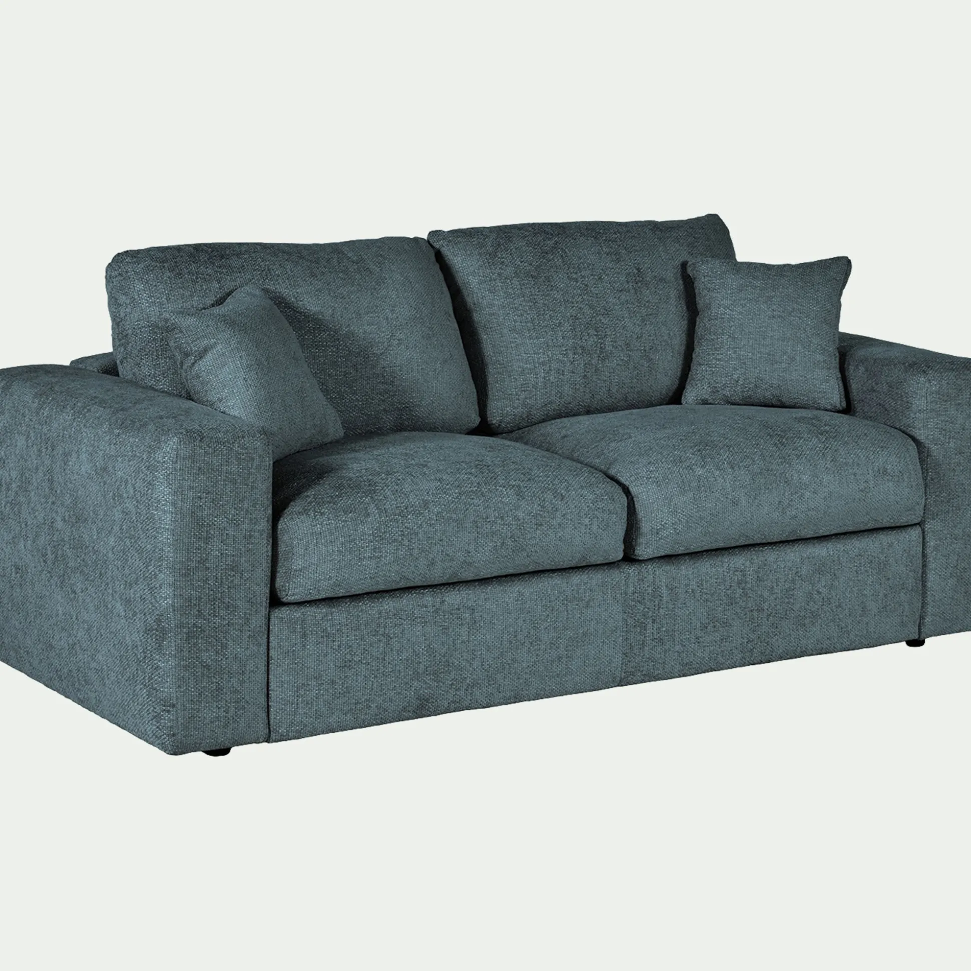 Canapé 3 places convertible en tissu chenille benjo - bleu calaluna