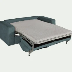 Canapé 3 places convertible en tissu chenille benjo - bleu calaluna