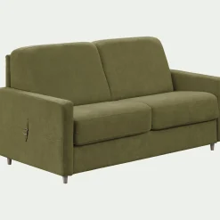 Canapé 3 places convertible en tissu Stella densité 25kg/m3 - vert cèdre