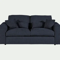 Canapé 3 places convertible en tissu chenille benjo - bleu marine