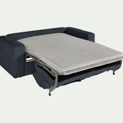 Canapé 3 places convertible en tissu chenille benjo - bleu marine
